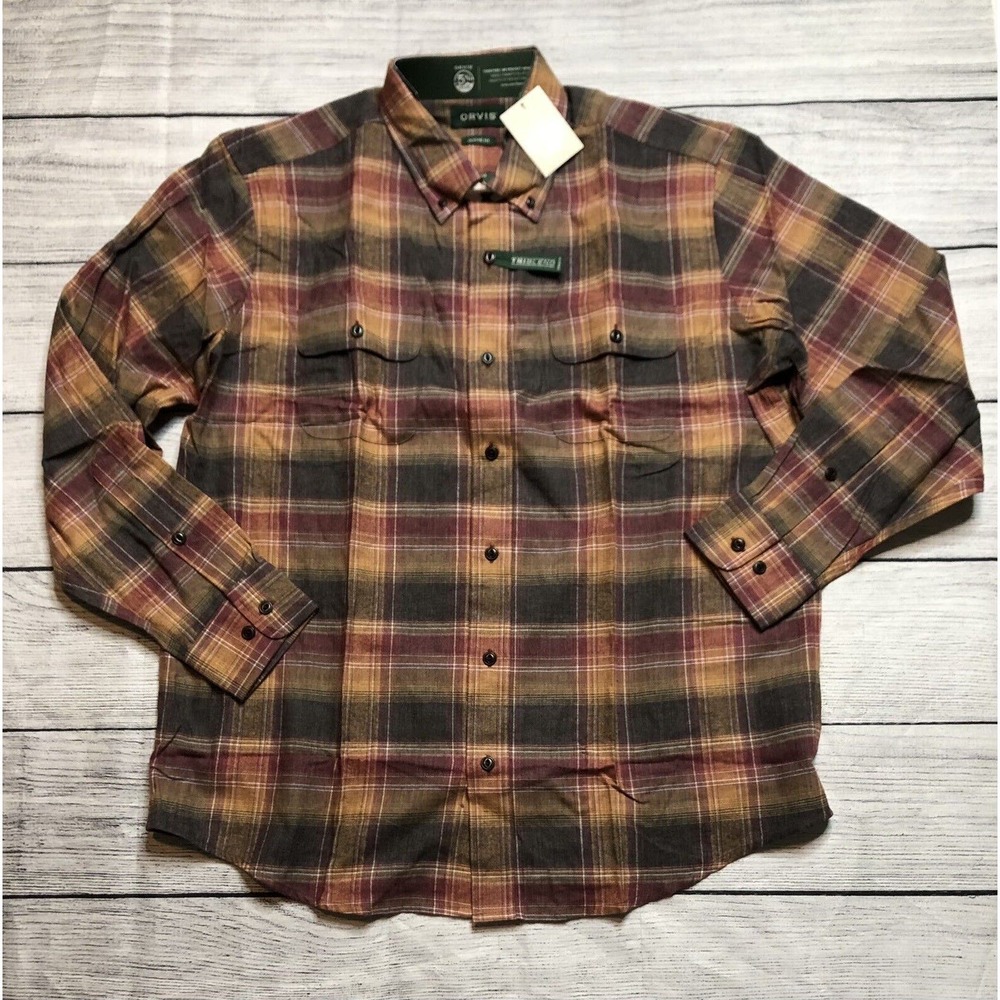 Orvis Men’s L Plaid Button Down Long Sleeve Classic Fit Cottonwool Performace R6